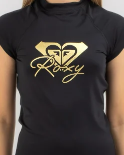 Rash Vests*Roxy Girls' Beach Vibing Cap Sleeve Rash Vest Anthracite