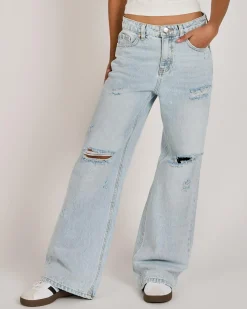 Jeans|Denim*DESU Girls' Blaze Wide Leg Jeans Blasted Distressed Bleach