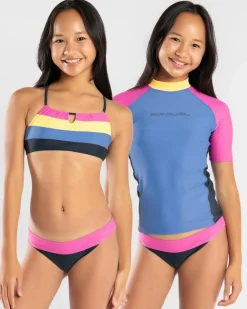 Online Girls' Block Party 3 Piece Rash Vest Set Kids Rash Vests