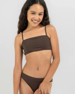 Bikinis*Kaiami Girls' Bobbie Bandeau Bikini Set Dark Choc