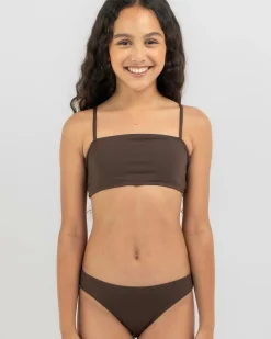 Bikinis*Kaiami Girls' Bobbie Bandeau Bikini Set Dark Choc