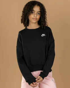 Outerwear*Nike Girls' Boxy Crew-Neck Sweatshirt Black/white