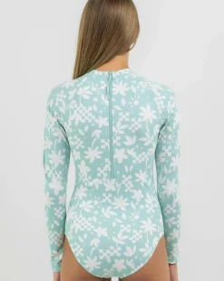 Surf|One Pieces*Billabong Girls' Catch A Wave Long Sleeve Surfsuit Mint Chip