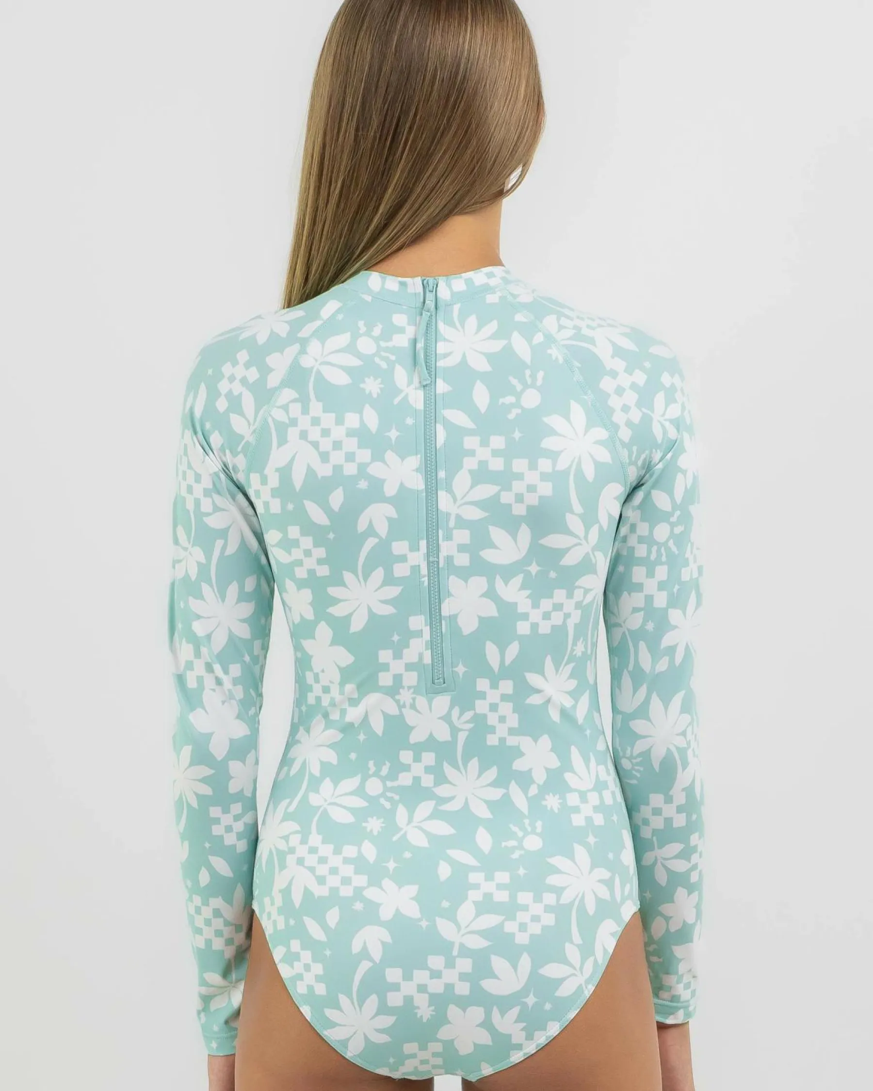 Surf|One Pieces*Billabong Girls' Catch A Wave Long Sleeve Surfsuit Mint Chip