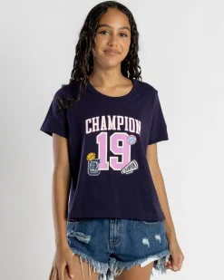 Tops*Champion Girls' Sporty Boxy T-Shirt Dark Eggplant