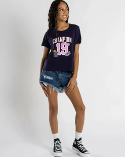 Tops*Champion Girls' Sporty Boxy T-Shirt Dark Eggplant