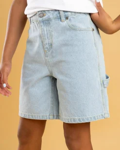 Denim|Bottoms*Santa Cruz Girls' Checker Heart Dot Carpenter Denim Shorts Light Washed Indigo