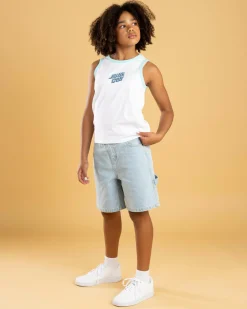 Denim|Bottoms*Santa Cruz Girls' Checker Heart Dot Carpenter Denim Shorts Light Washed Indigo