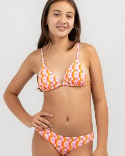 Bikinis*Topanga Girls' Christine Triangle Bikini Set Pink/orange