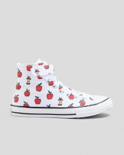 Sneakers*Converse Girls' Chuck Taylor All Star Allover Apple Easy On Shoes White/red/black
