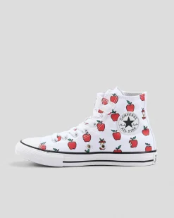 Sneakers*Converse Girls' Chuck Taylor All Star Allover Apple Easy On Shoes White/red/black