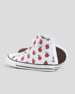 Sneakers*Converse Girls' Chuck Taylor All Star Allover Apple Easy On Shoes White/red/black