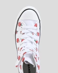 Sneakers*Converse Girls' Chuck Taylor All Star Allover Apple Easy On Shoes White/red/black