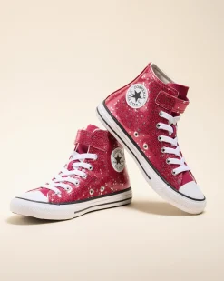 Sneakers*Converse Girls' Chuck Taylor All Star Glitter Easy On Shoes Sporty Berry/white/egret