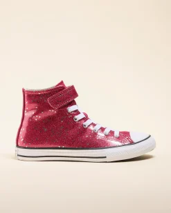 Sneakers*Converse Girls' Chuck Taylor All Star Glitter Easy On Shoes Sporty Berry/white/egret