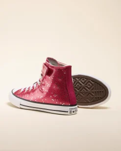 Sneakers*Converse Girls' Chuck Taylor All Star Glitter Easy On Shoes Sporty Berry/white/egret
