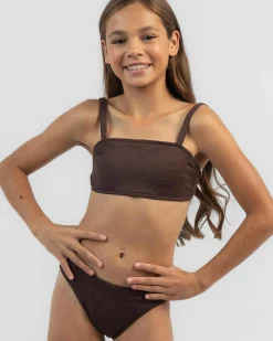 Bikinis*Topanga Girls' Claire Bandeau Bikini Set Dark Choc