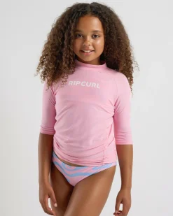 Rash Vests*Rip Curl Girls' Classic Surf Short Sleeve Rash Vest Bright Pink
