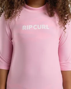 Rash Vests*Rip Curl Girls' Classic Surf Short Sleeve Rash Vest Bright Pink