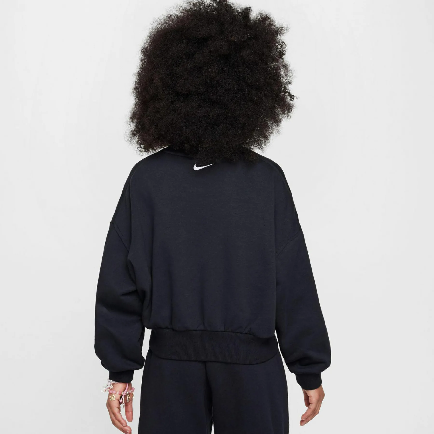 Outerwear*Nike Girls' Club Fleece GX Star Boxy Sweatshirt Black/(white)