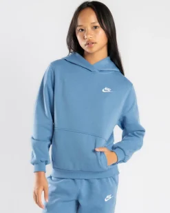 Outerwear*Nike Girls' Club Hoodie Blue Beyond/white