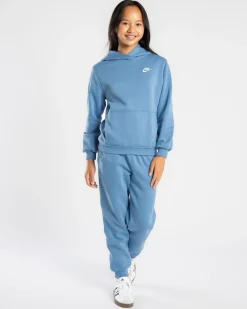 Outerwear*Nike Girls' Club Hoodie Blue Beyond/white