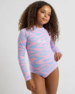 Surf|Wetsuits & Surfsuits*Rip Curl Girls' Cosmic UPF Long Sleeve Surfsuit Mid Blue