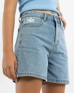 Denim|Bottoms*Rusty Girls' Cyprus High Denim Shorts Middy Blue