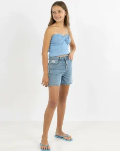 Denim|Bottoms*Rusty Girls' Cyprus High Denim Shorts Middy Blue
