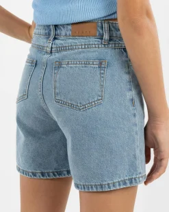 Denim|Bottoms*Rusty Girls' Cyprus High Denim Shorts Middy Blue