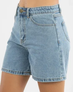 Denim|Bottoms*Rusty Girls' Cyprus High Denim Shorts Middy Blue