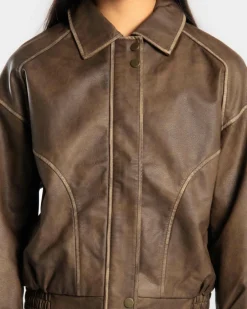 Outerwear*Ava And Ever Girls' Dakota Bomber Jacket Washed Brown