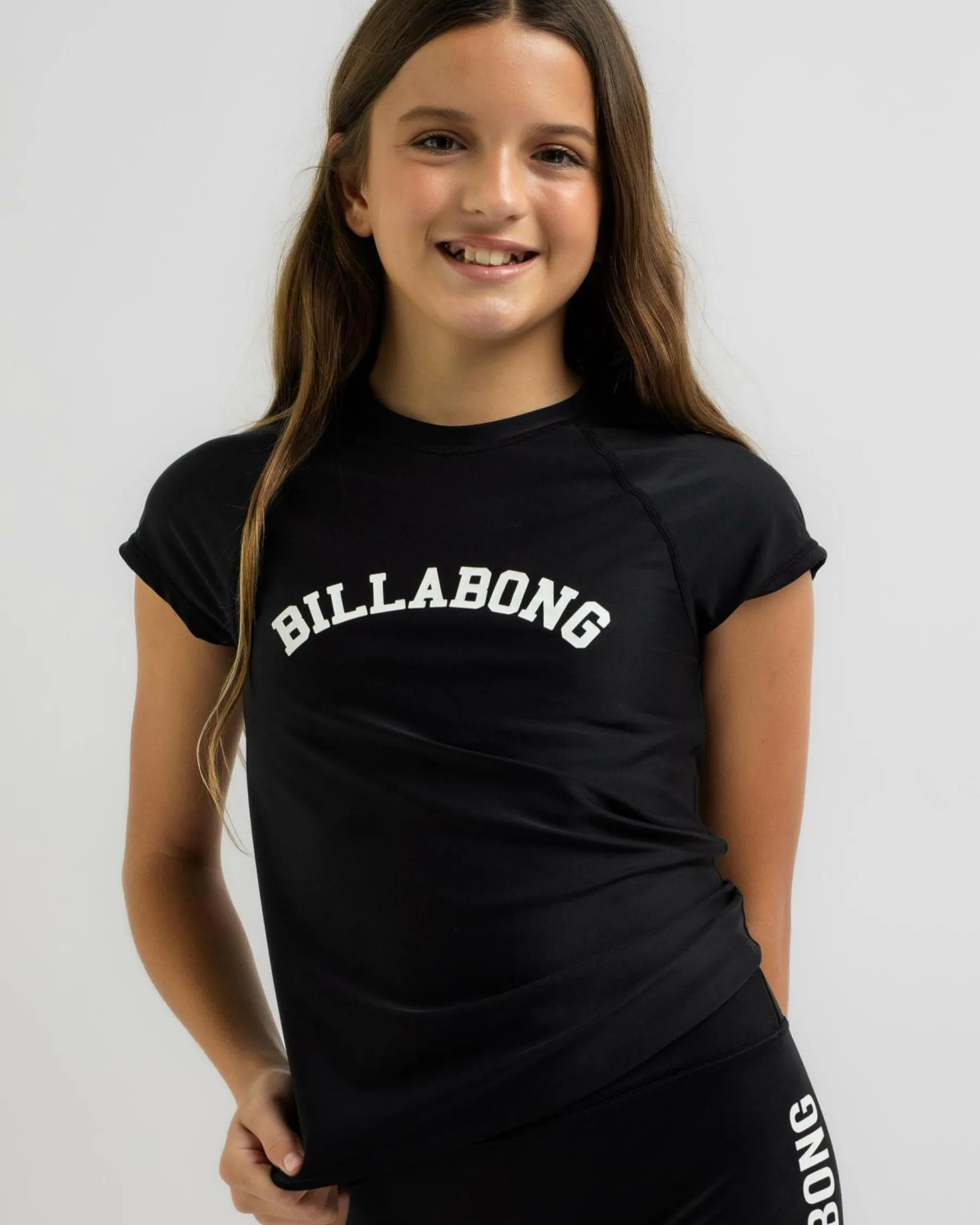 Rash Vests*Billabong Girls' Daylight Short Sleeve Rash Vest Black 1