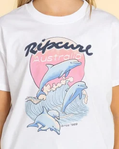 Tops*Rip Curl Girls' Dolphin Relaxed T-Shirt Whi Aust