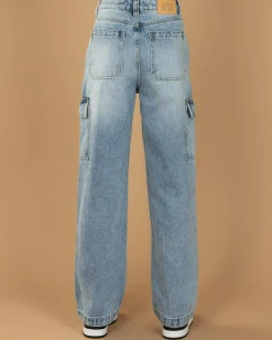 Jeans|Denim*DESU Girls' Elkie Cargo Jeans Blasted Mid Blue