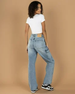 Jeans|Denim*DESU Girls' Elkie Cargo Jeans Blasted Mid Blue