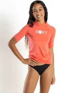 Rash Vests*Roxy Girls' Essential Short Sleeve Rash Vest Dubarry