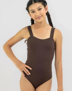 One Pieces*Topanga Girls' Este One Piece Swimsuit Dark Choc