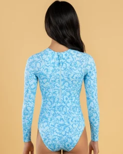 Clearance Girls' Flaura Bico Long Sleeve Surfsuit Kids Surf|One Pieces