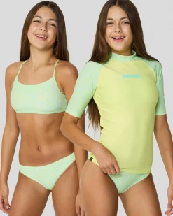 Rash Vests*Rip Curl Girls' Floral UPF Short Sleeve Rash Vest Set Lime