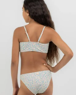 New Girls' Flower Bed Cropped Bikini Set Kids Bikinis