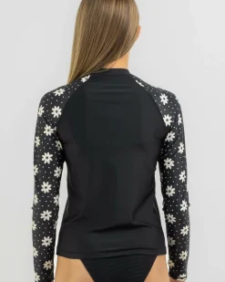 Rash Vests*Billabong Girls' Flowers In The Sky Long Sleeve Rash Vest Black