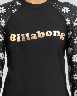 Rash Vests*Billabong Girls' Flowers In The Sky Long Sleeve Rash Vest Black