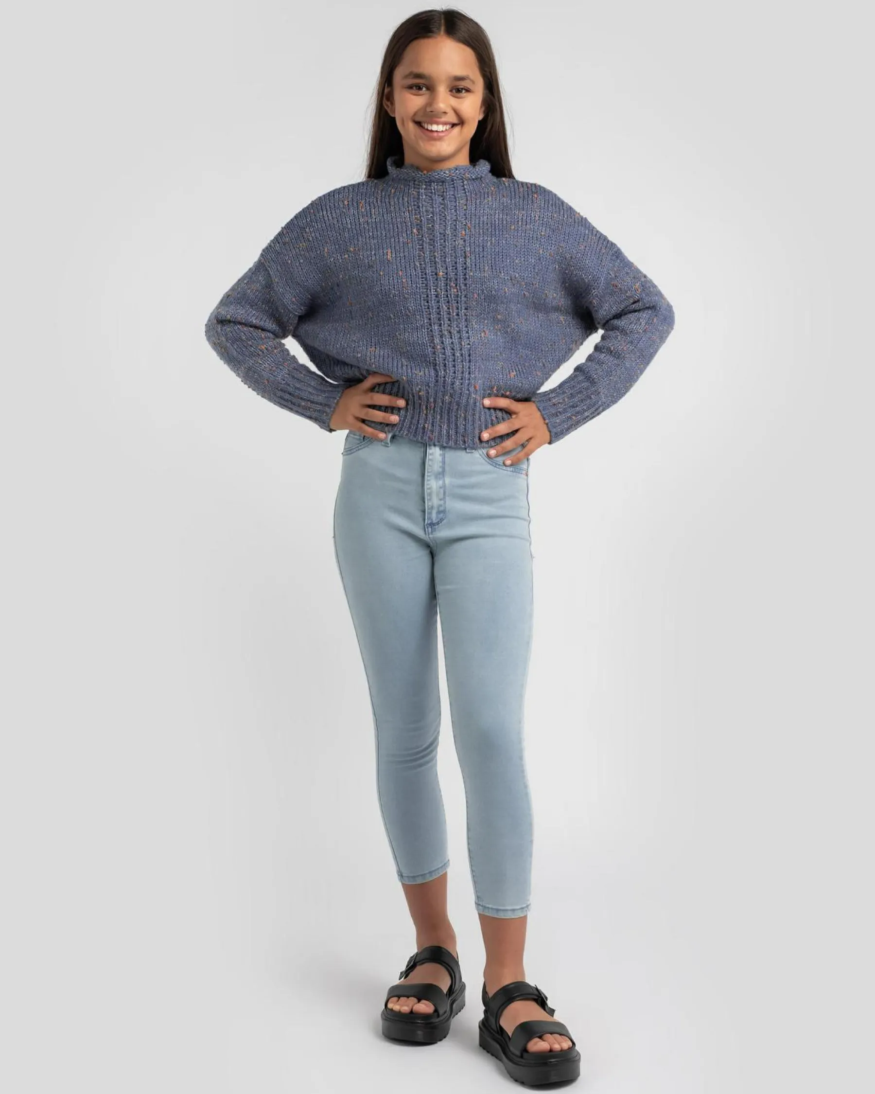 Outerwear*Mooloola Girls' Flowin' Knit Blue