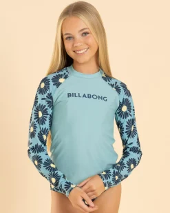 Rash Vests*Billabong Girls' Fresh Daze Rash Vest Set Misty Blue