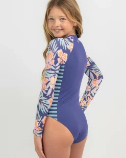 Hot Girls' Funky Palm Long Sleeve Surfsuit Kids Surf|Wetsuits & Surfsuits
