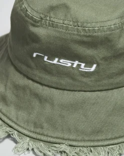 Headwear*Rusty Girls' Glimmer Bucket Hat Army Green