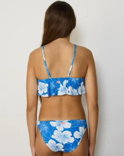 Bikinis*Roxy Girls' Happy Hibiscus Flutter Bikini Set Nebulas Blue Hippy Hibiscus