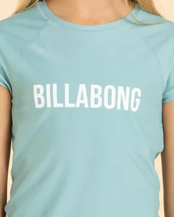 Rash Vests*Billabong Girls' Heat Wave Rash Vest Misty Blue