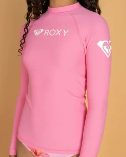 Rash Vests*Roxy Girls' Heater Long Sleeve Rash Vest Pink Cosmos